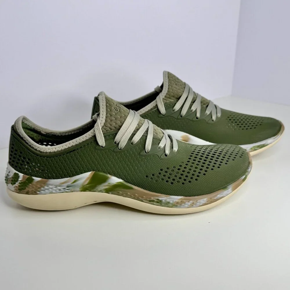 Men's‎ Size 8 CROCS LITERIDE 360 MARBLED PACER SHOES ARMY GREEN-MULTI COLOR - Picture 4 of 8